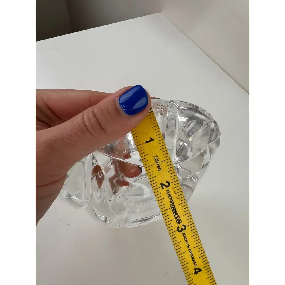 Orrefors Clear Tea Light Candle Holder Crystal Glass Round Abstract Hand Blown
